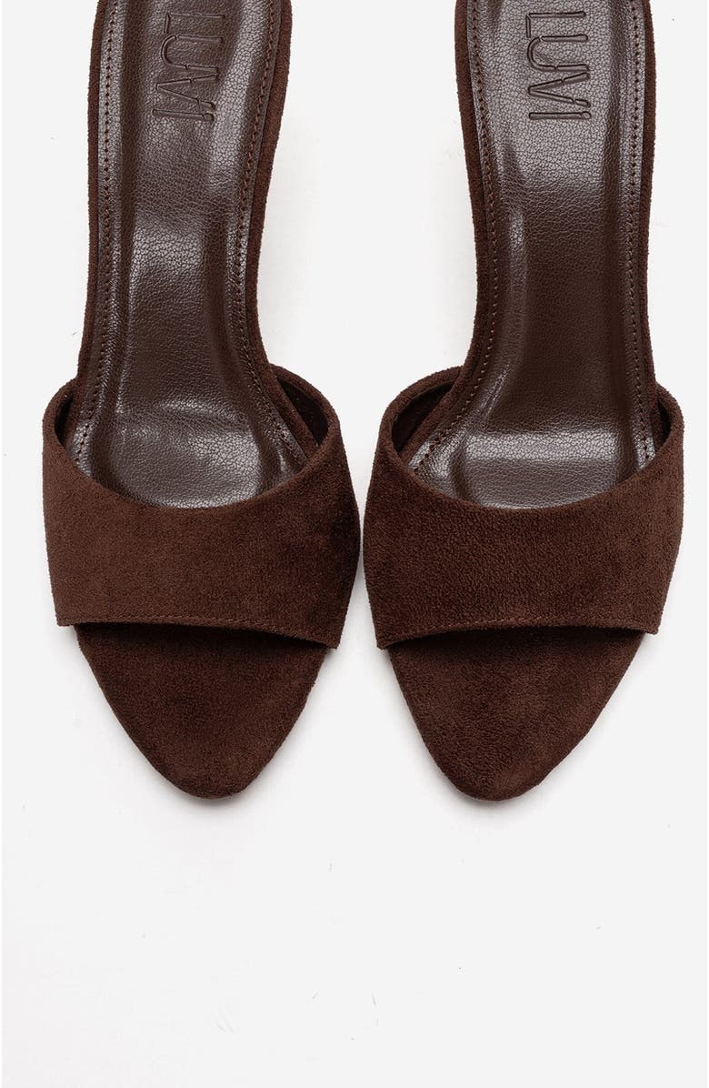 Prologue Shoes Varelan Stiletto Sandal, Alternate, color, Brown Suede