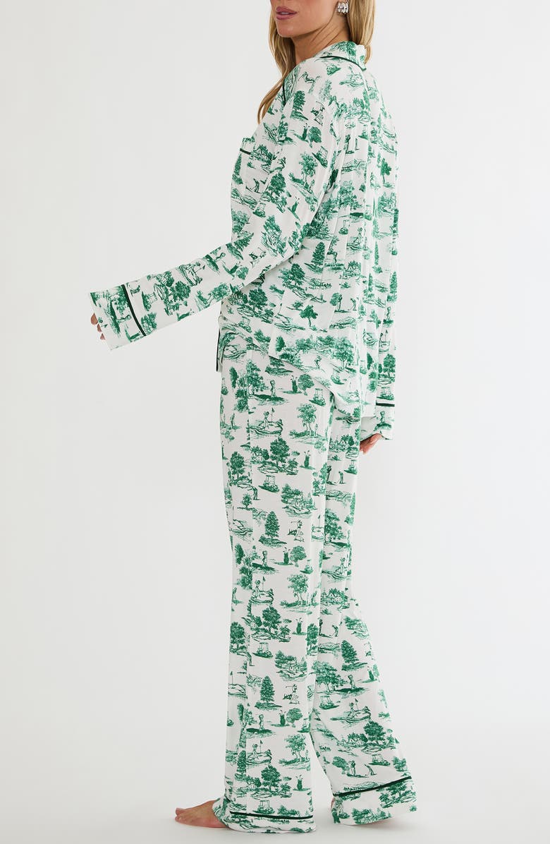 Beach Riot Livy & Connie Pajamas, Alternate, color, Green Fairway Toile