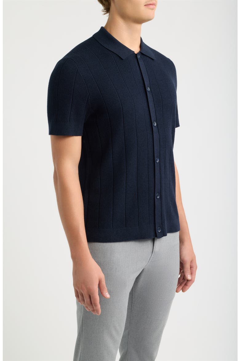 Cotton & Cashmere Short Sleeve Cardigan, Alternate, color, NAVY NIGHT MARL