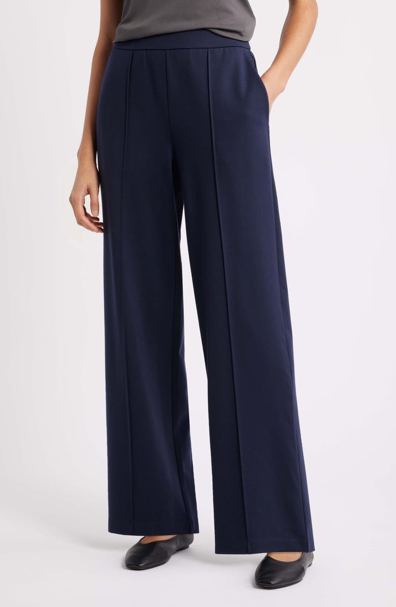 Eileen Fisher Pintuck Straight Leg Pants, Main, color, Ink