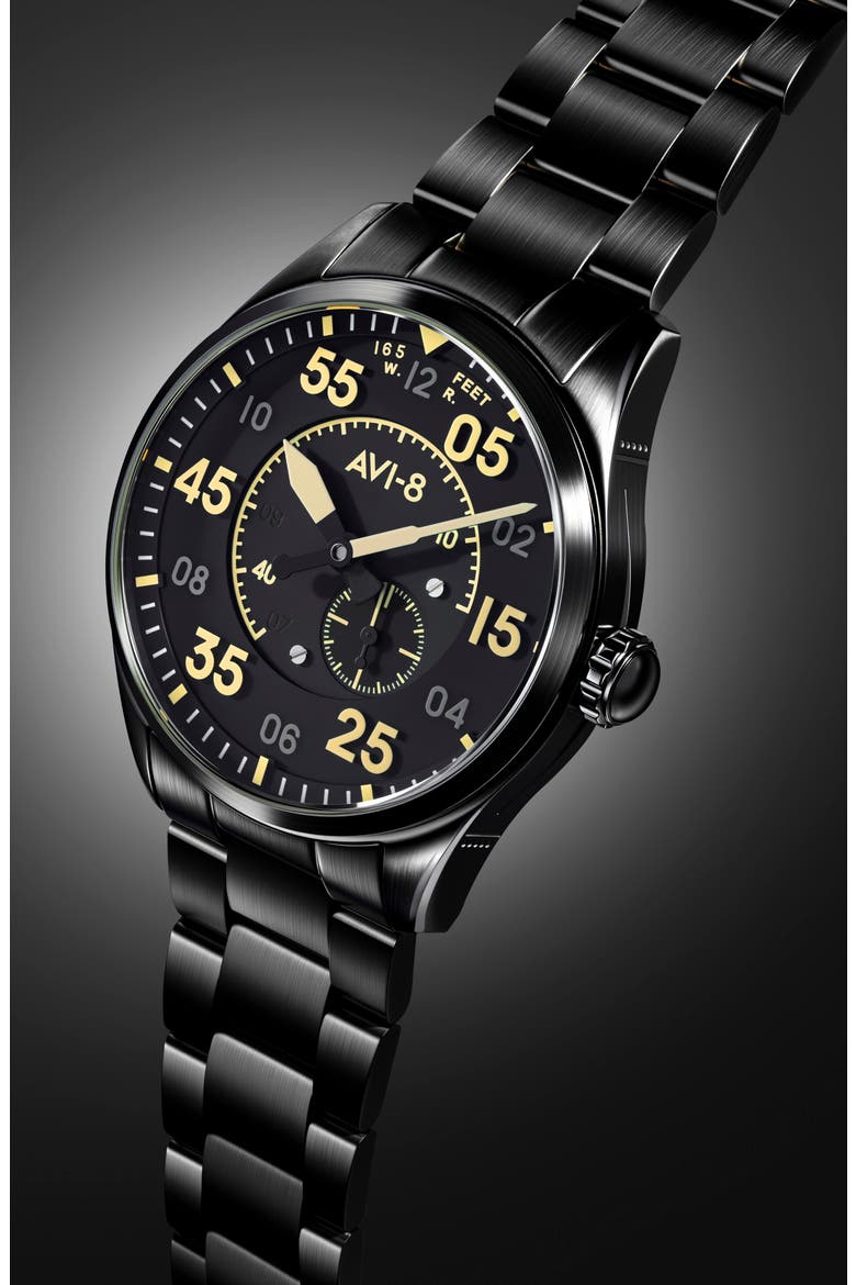 Spitfire Type 300 Eclipse Automatic Bracelet Watch, 42mm, Alternate, color, BLACK/ BLACK
