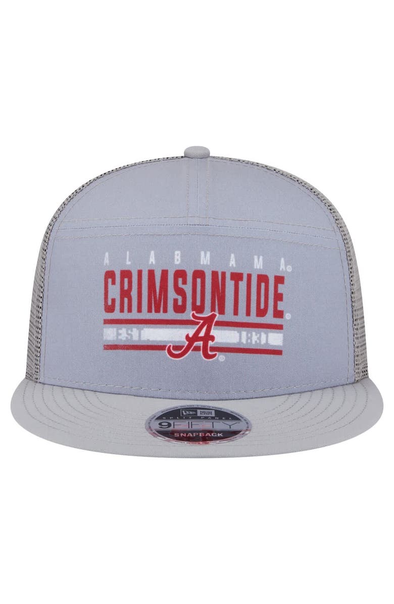 New Era Men's New Era Gray Alabama Crimson Tide Split Panel 9FIFTY Snapback Trucker Hat, Alternate, color, Gray