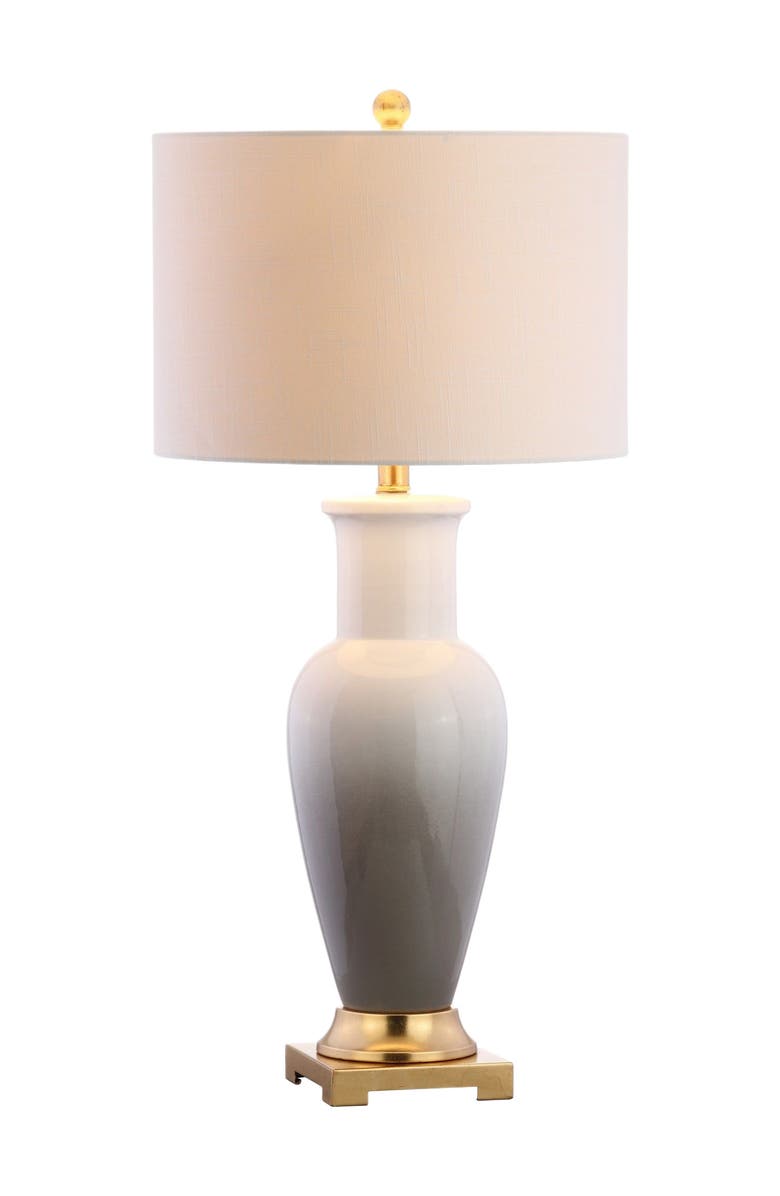 JONATHAN Y Dip Dye 31.5" Ceramic LED Table Lamp, Main, color, White/Gray