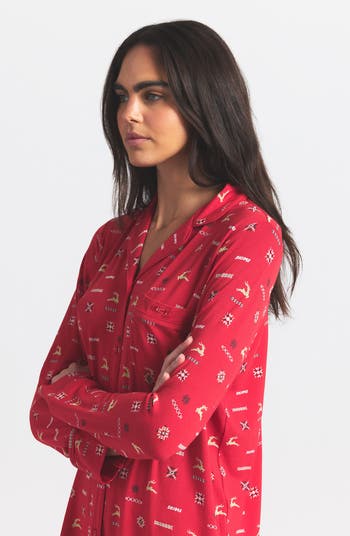 Long Sleeve Button-Up Shirt & Pants Pajama Set