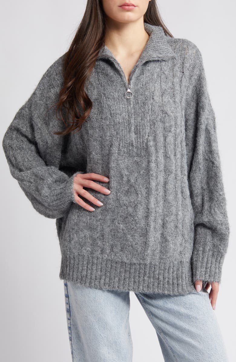 Topshop Oversize Cable Knit Sweater, Main, color,