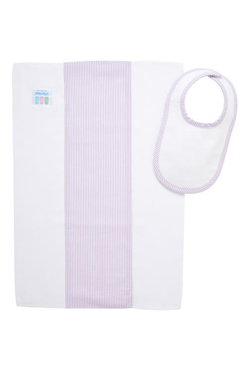 3 Marthas Seersucker Stripe Drooler Bib & Burp Set