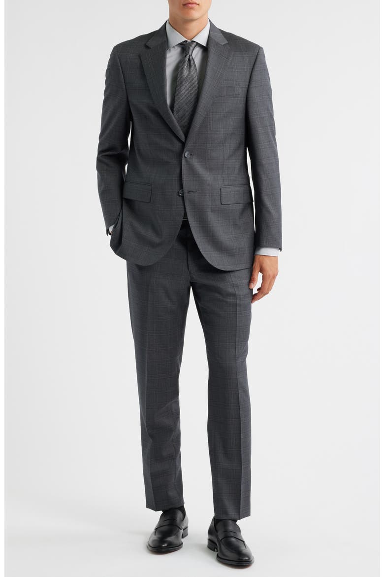 Flynn Classic Fit Plaid Wool Suit, Main, color, GREY