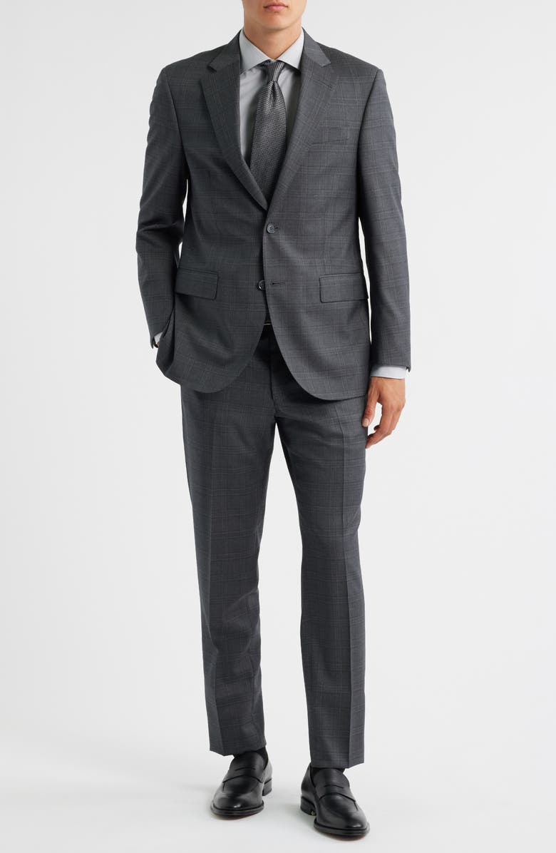 Peter Millar Flynn Classic Fit Plaid Wool Suit, Main, color, Grey