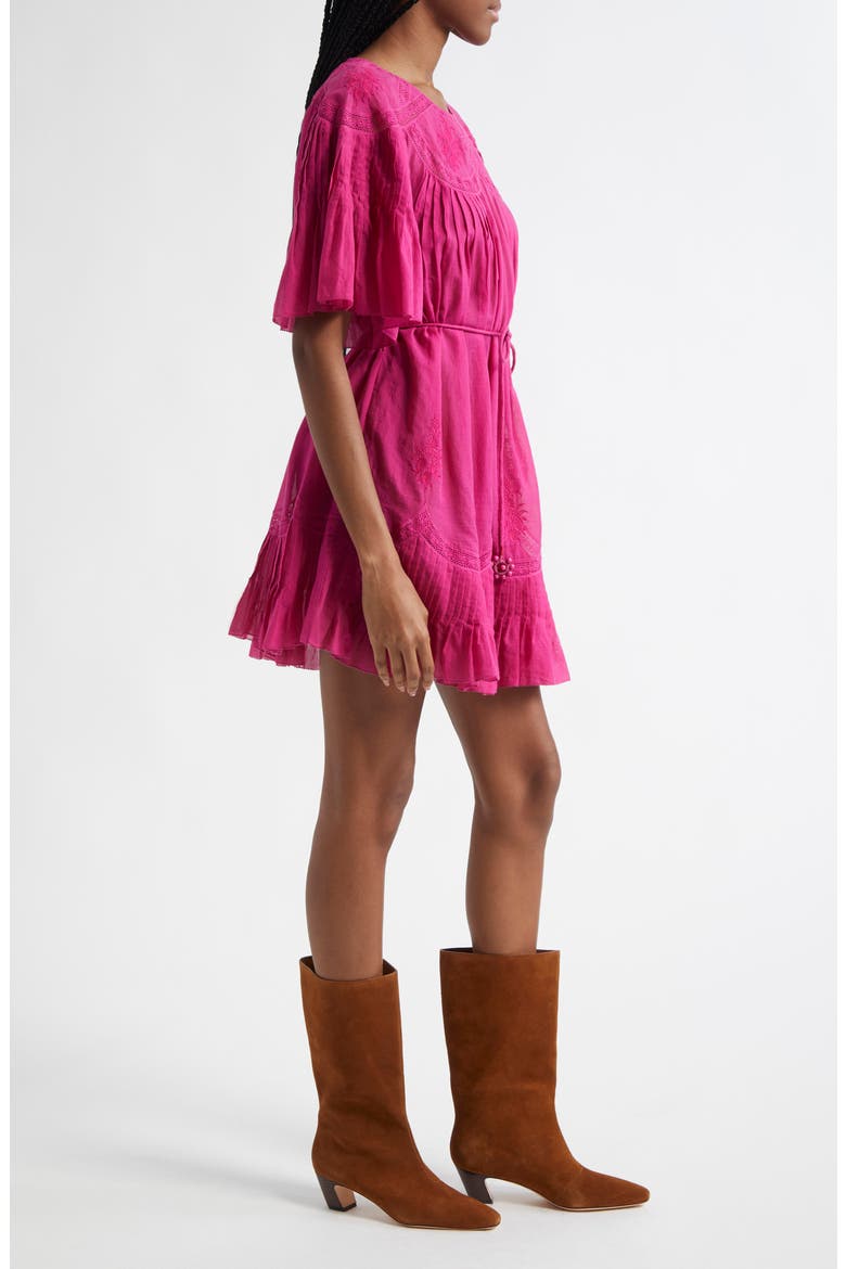Lace Detail Cotton Minidress, Alternate, color, PINK