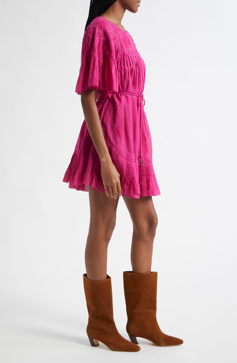 FARM Rio Lace Detail Cotton Minidress, Alternate, color, Pink