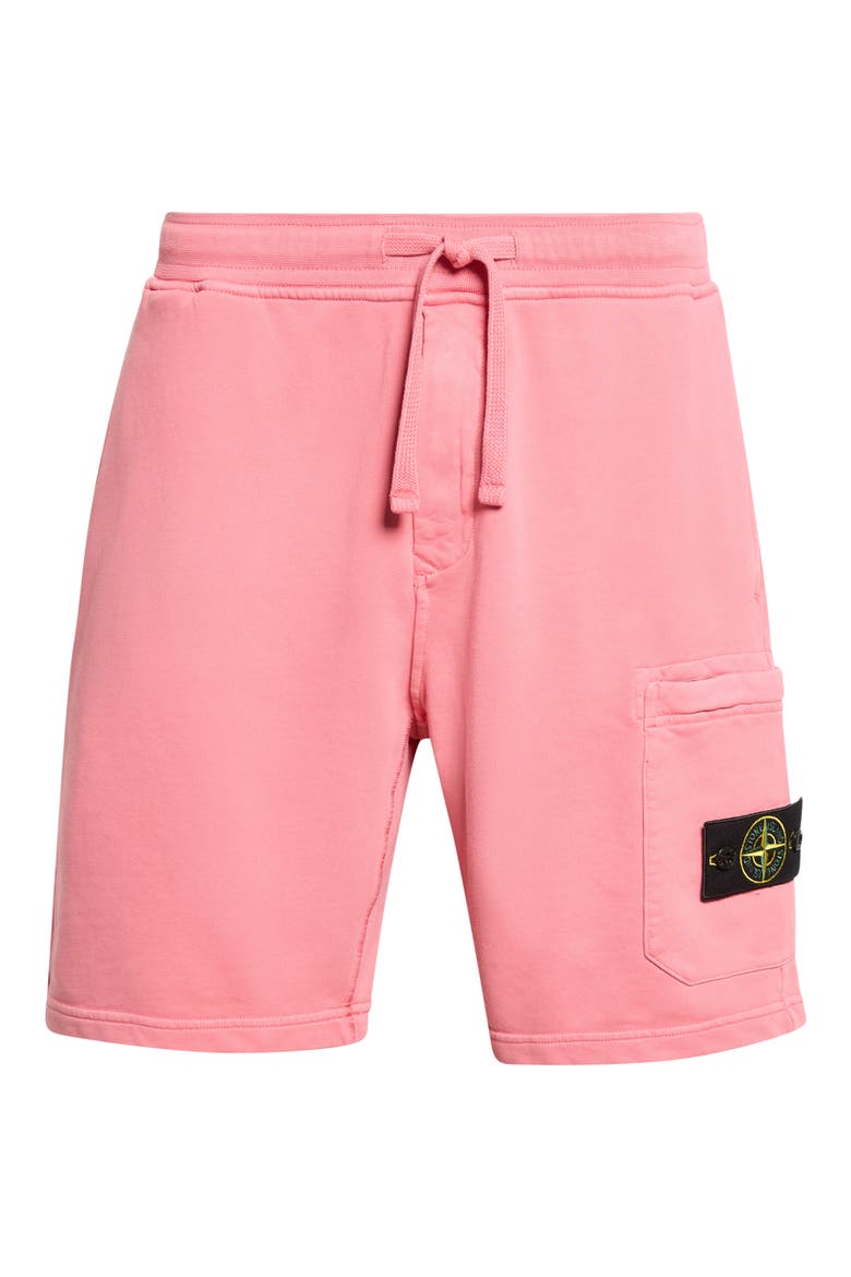 Cotton Fleece Cargo Bermuda Shorts, Main, color, GERANIUM