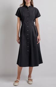 Misook Button-Up Cotton Midi Dress