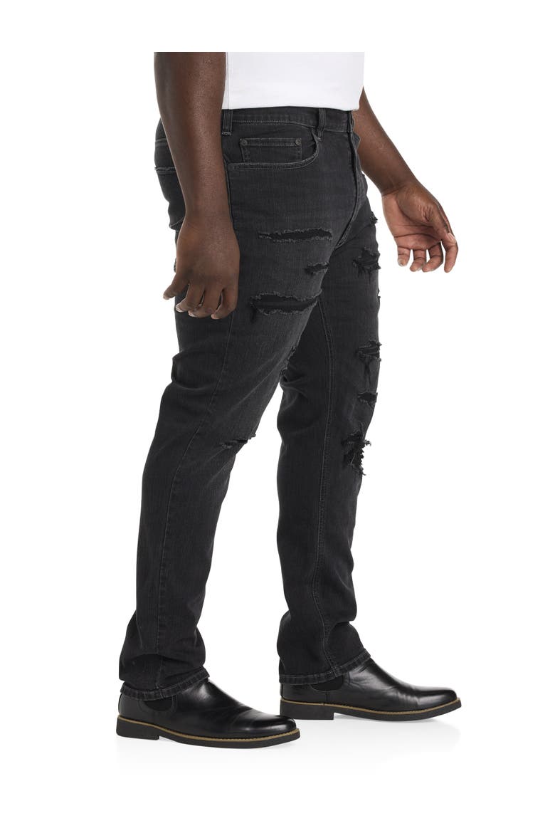 Big & Tall Rip and Repair Tapered-Fit Black Jeans, Alternate, color, RIPPED ASPHALT