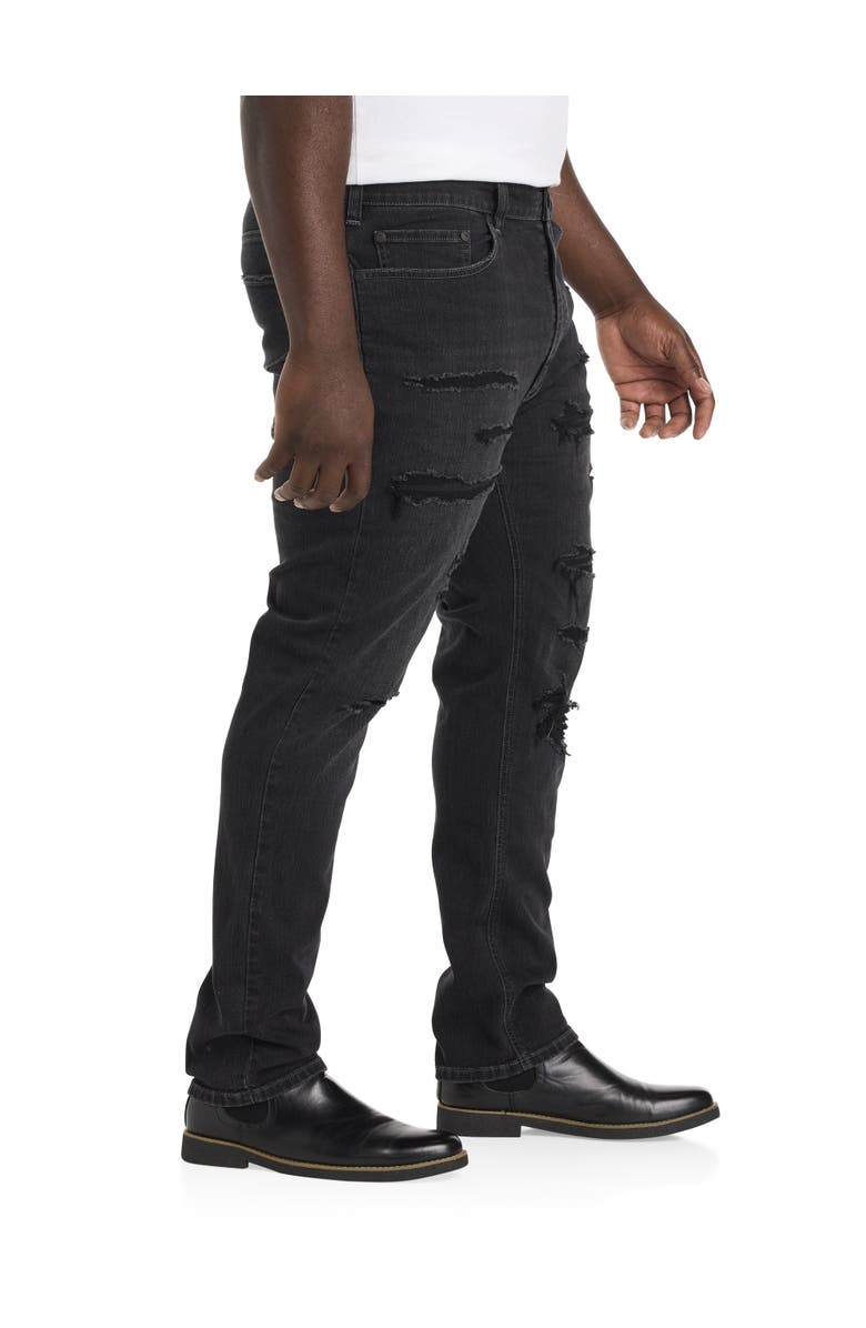 True Nation by DXL Big & Tall Rip and Repair Tapered-Fit Black Jeans, Alternate, color, 