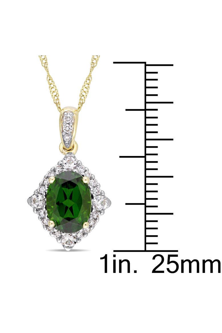 Chrome Diopside Vintage Halo Necklace 14k, Alternate, color, Chrome Diopside