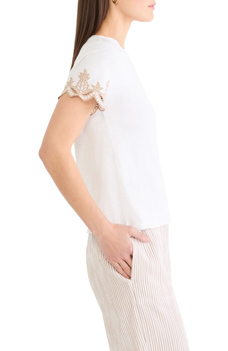 NIC+ZOE Deco Embroidered Slub Top, Alternate, color, Paper White