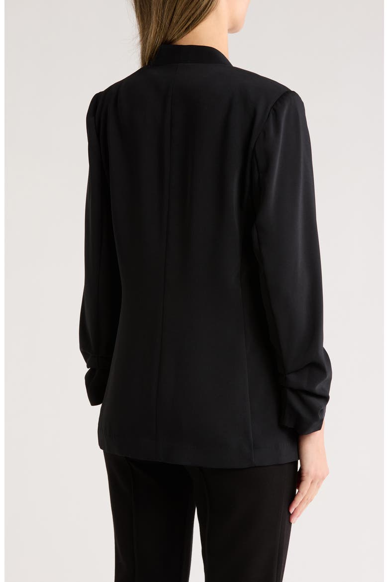 Scrunch Sleeve Open Front Jacket, Alternate, color, BLACK