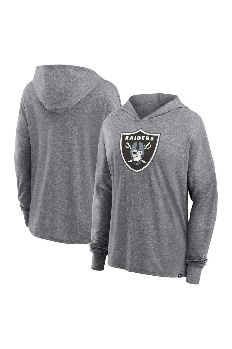 Women's Fanatics Branded Heather Gray Las Vegas Raiders Cozy Primary Pullover Hoodie, Main, color, Heather Gray