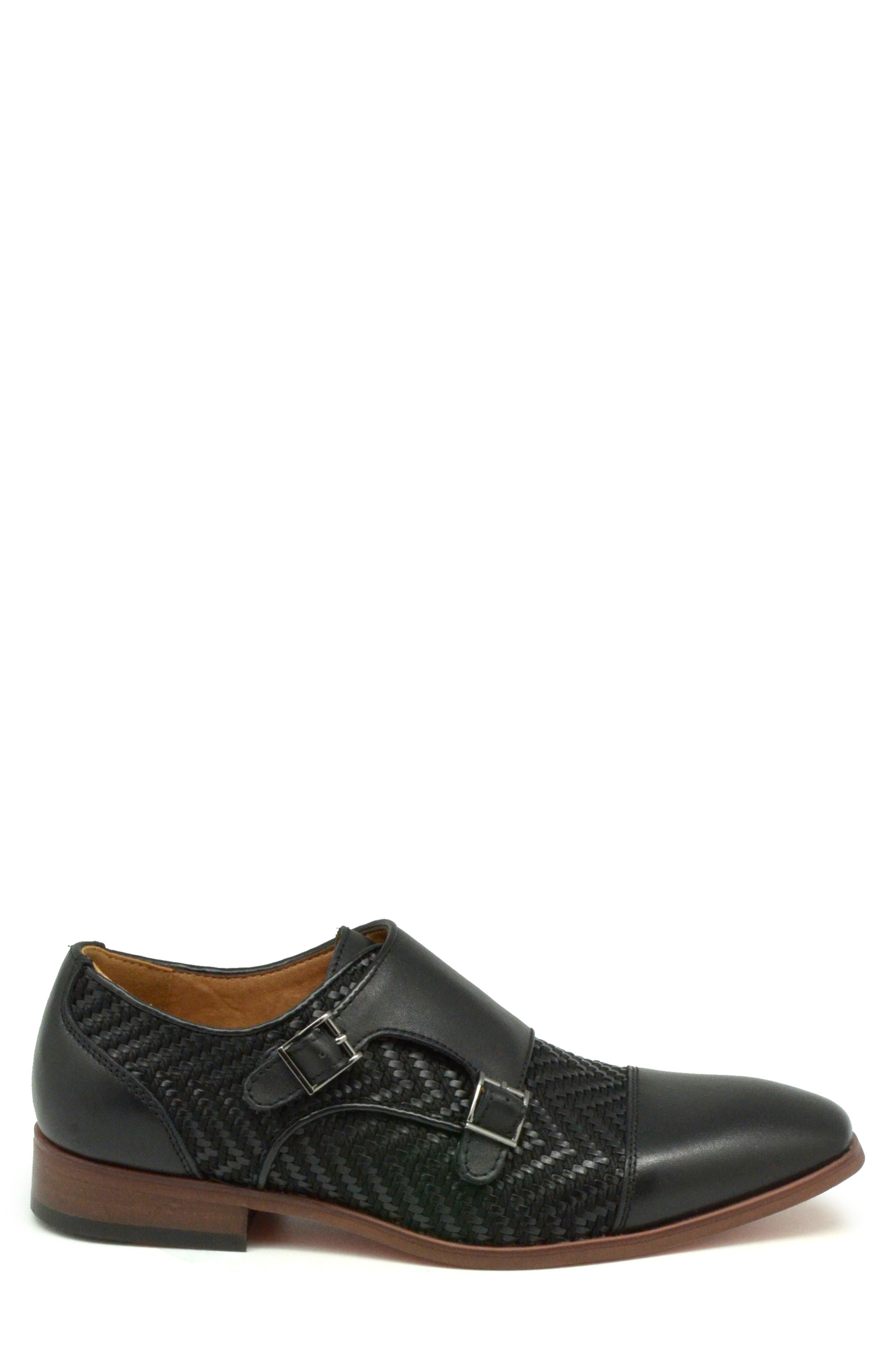 La Milano Wakefield Double Monk Strap Shoe, Alternate, color, Black