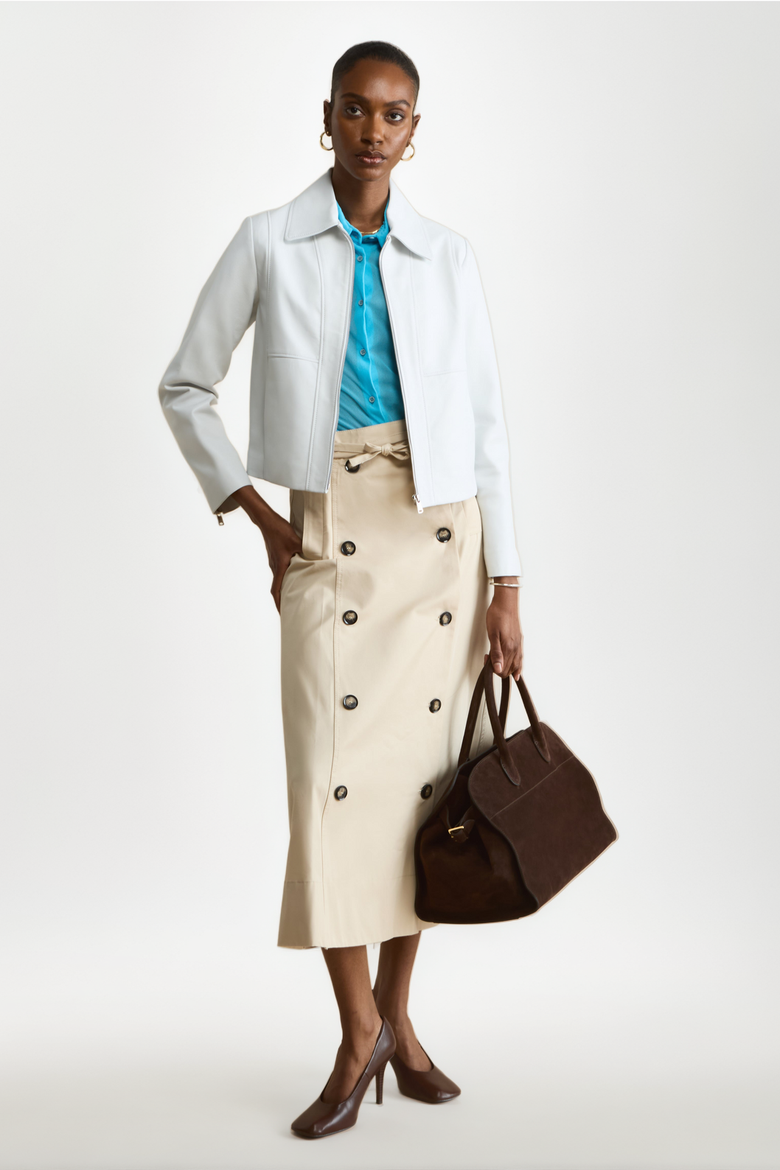 Daisy Leather Jacket, Alternate, color, White