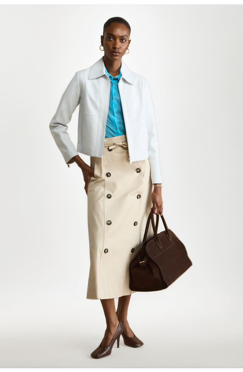 FURNIQ UK Daisy Leather Jacket, Alternate, color, White