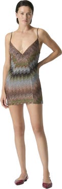 Missoni Sleeveless Mini Dress In Viscose Lamé With Deep Neckline