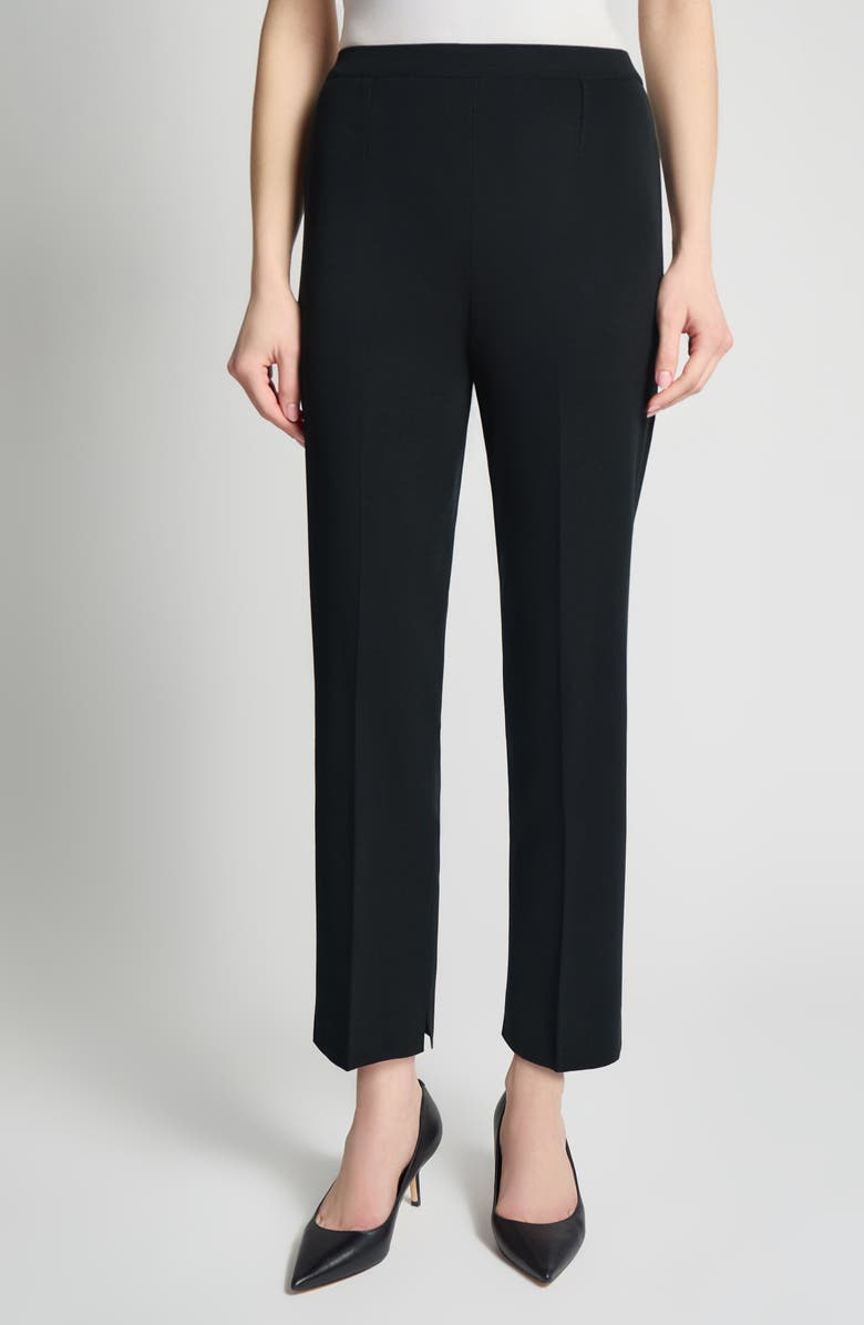 Ming Wang Knit Straight-Leg Ankle Pants, Main, color, Black