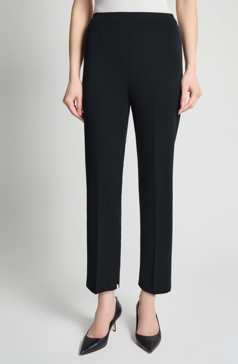 Ming Wang Knit Straight-Leg Ankle Pants