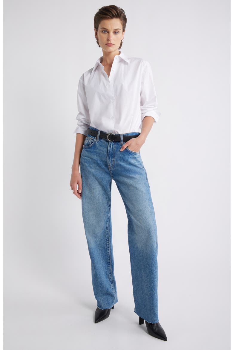 Cotton Poplin Button-Up Shirt, Alternate, color, WHITE
