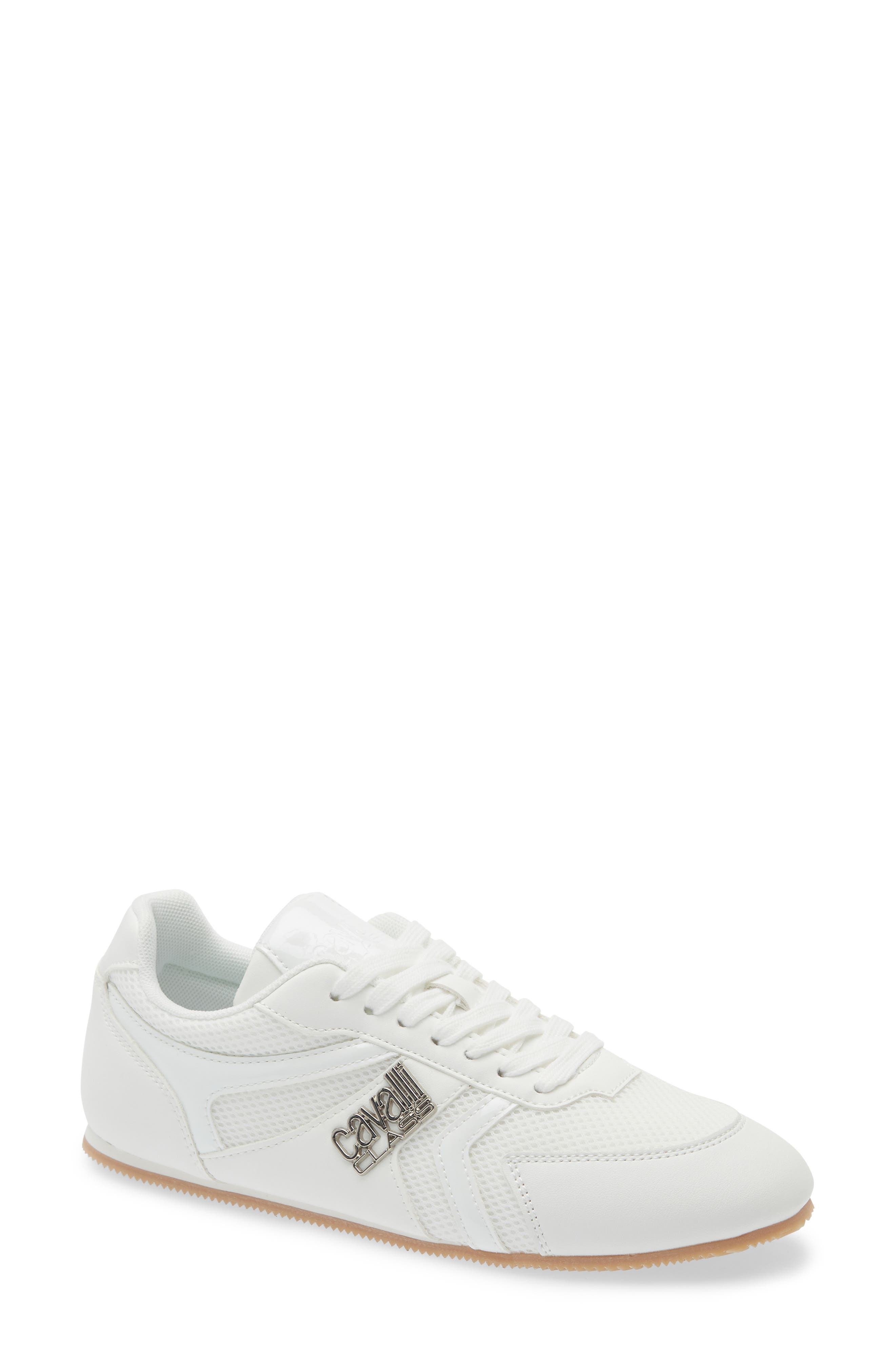 Roberto Cavalli Mesh Panel Training Sneaker, Main, color, White