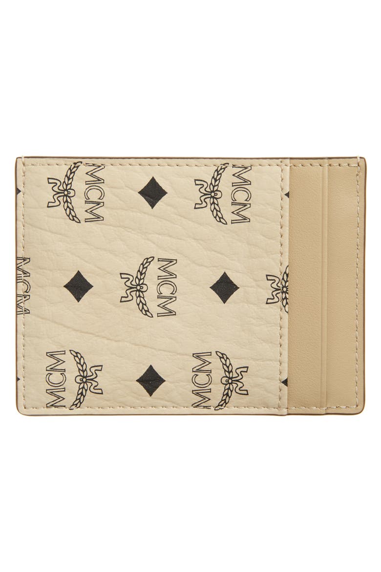 Mini Aren Visetos Coated Canvas Card Case, Alternate, color, BEIGE BLACK LOGO