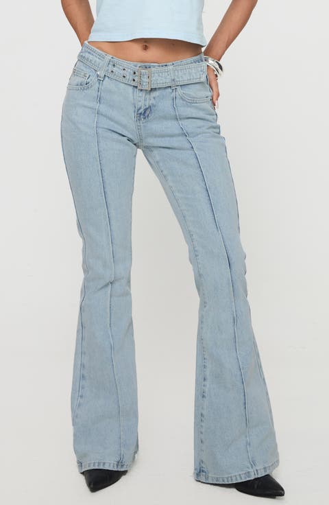 Echo Valley Belted Low Rise Flare Jeans