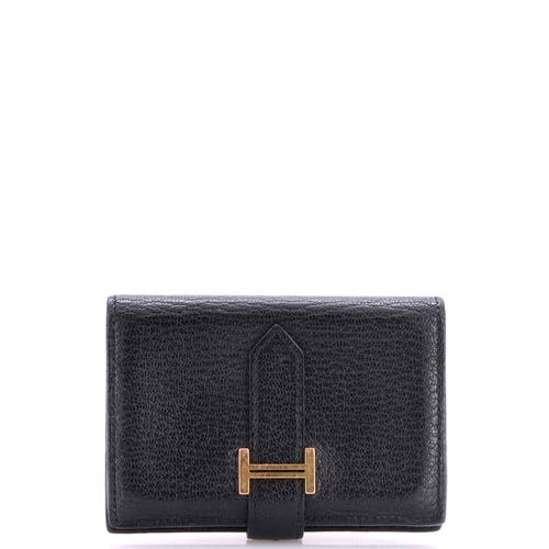 Pre-owned Hermes  Hermes Bearn Wallet Chevre Mysore Compact In Black