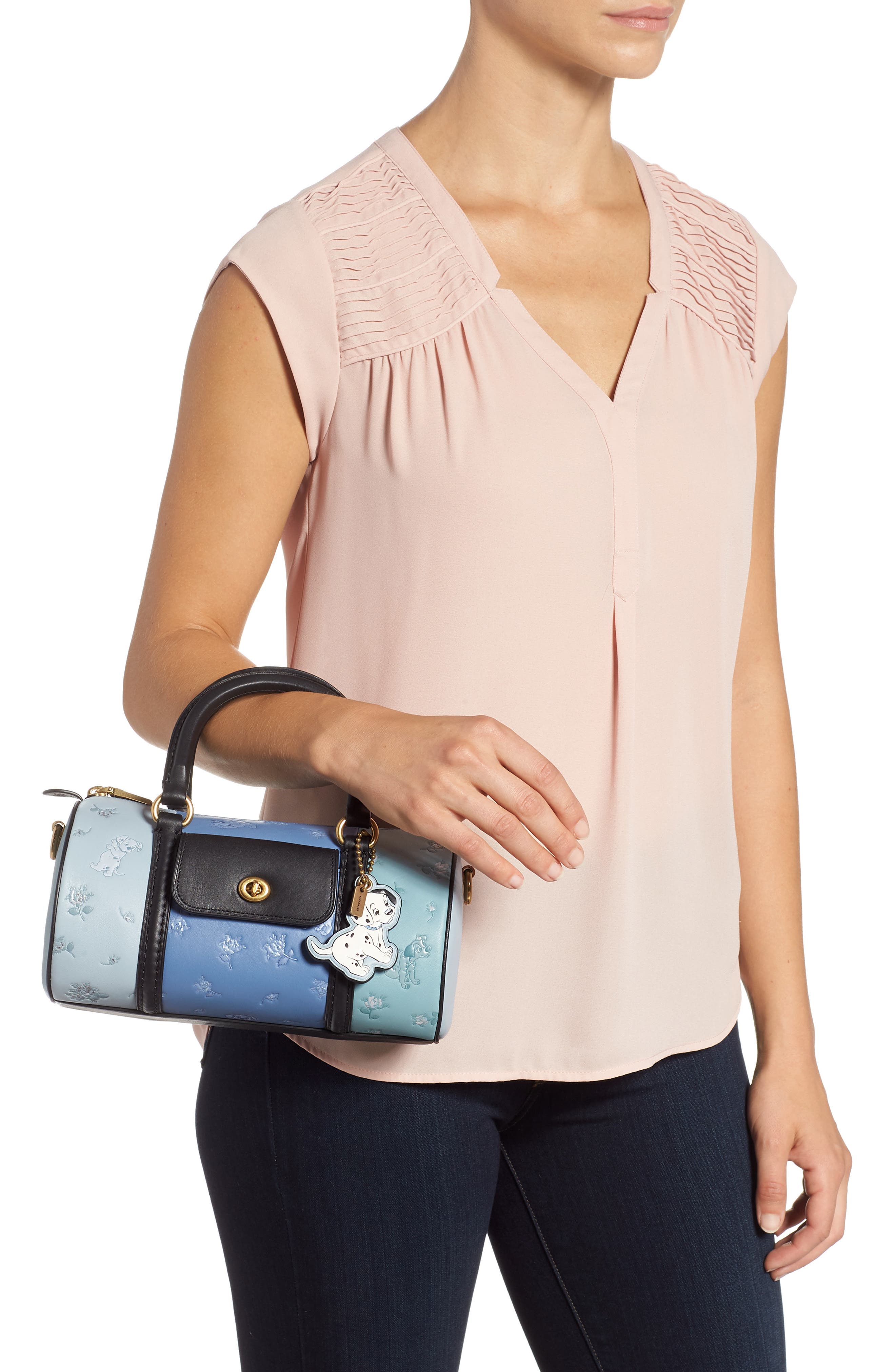 COACH Disney x COACH 101 Dalmatians Leather Barrel Bag, Alternate, color, 