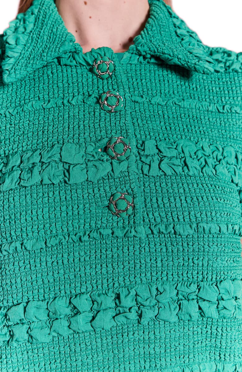 English Factory Embroidered Stretch Polo Minidress, Alternate, color, Kelly Green