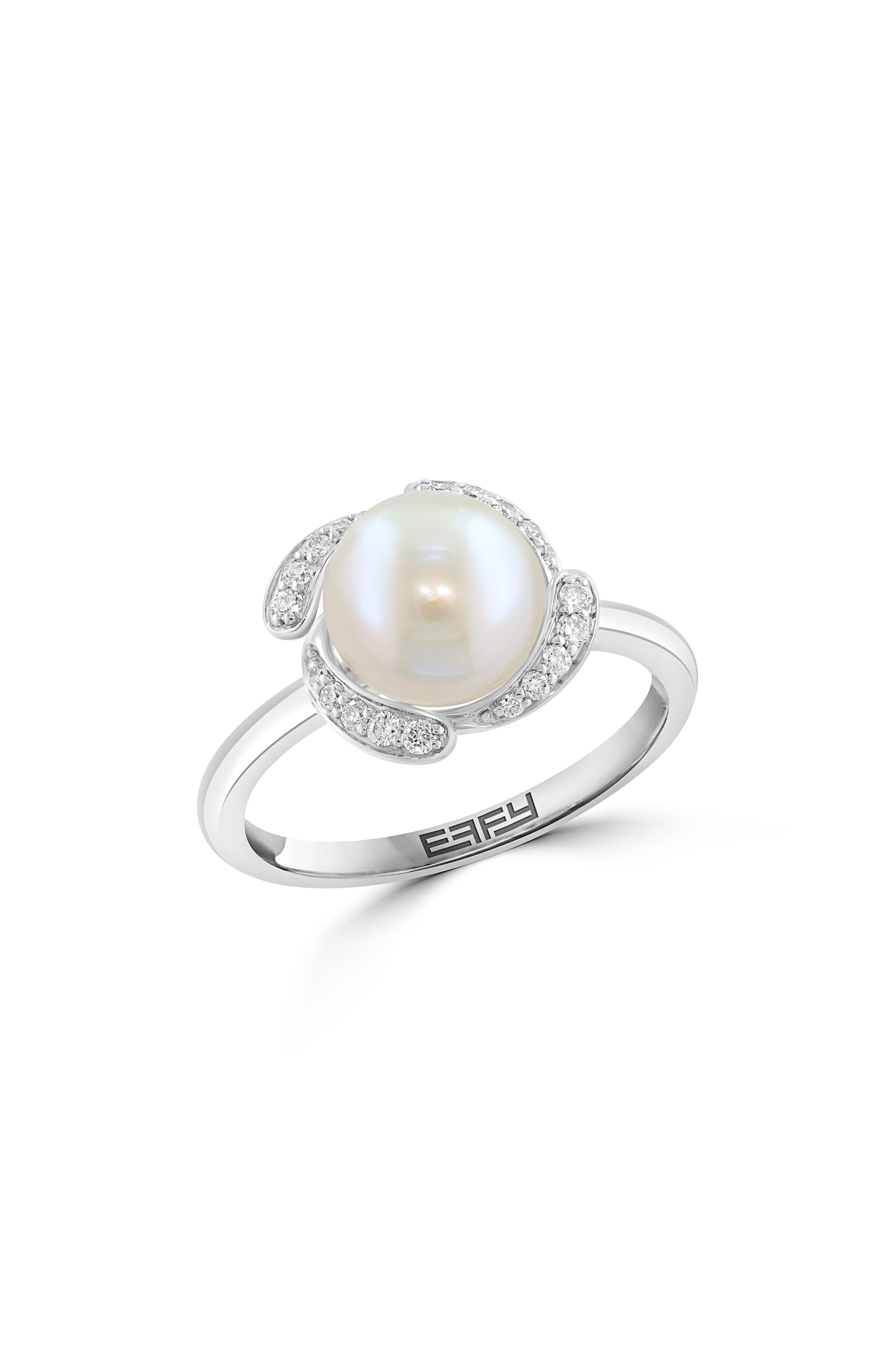 EFFY Freshwater Pearl & Diamond Pavé Ring