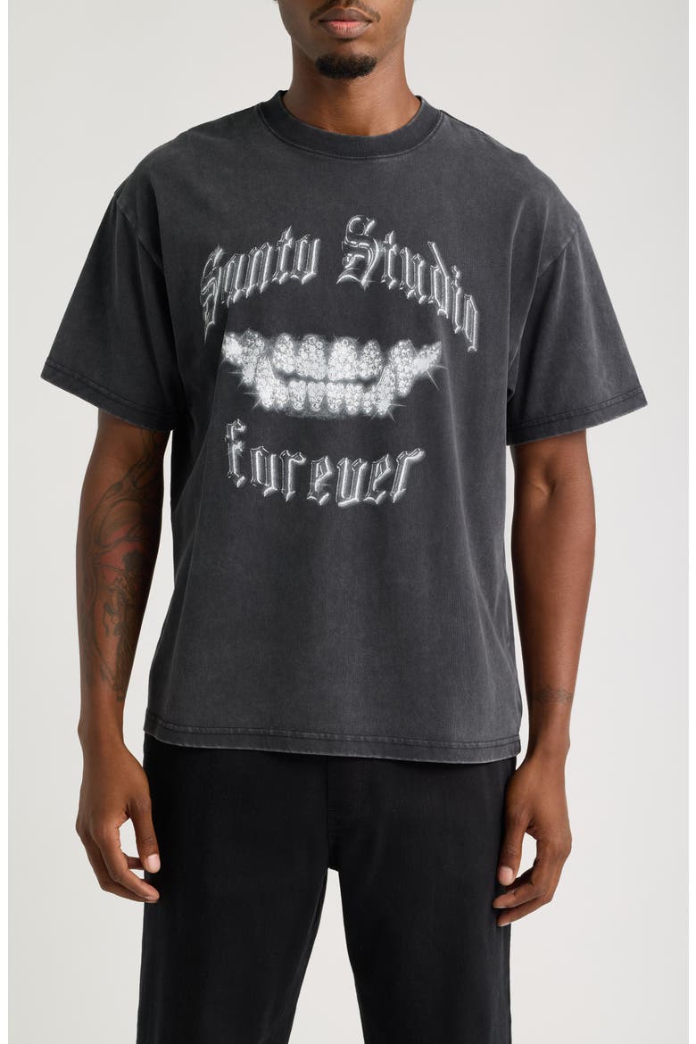 Fangs Forever Graphic Cotton T-Shirt, Main, color, BLACK FADE