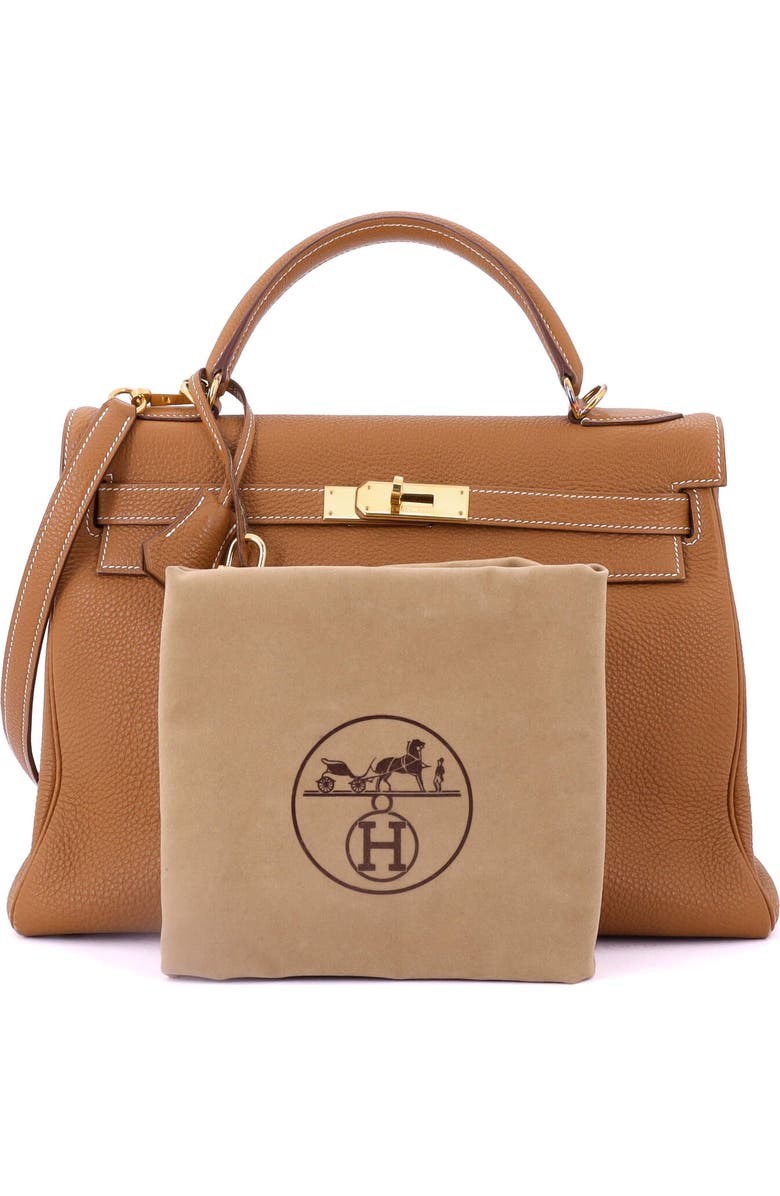 Pre-Owned Hermes Kelly Handbag Brown Togo with Gold Hardware 32, Alternate, color, Gold