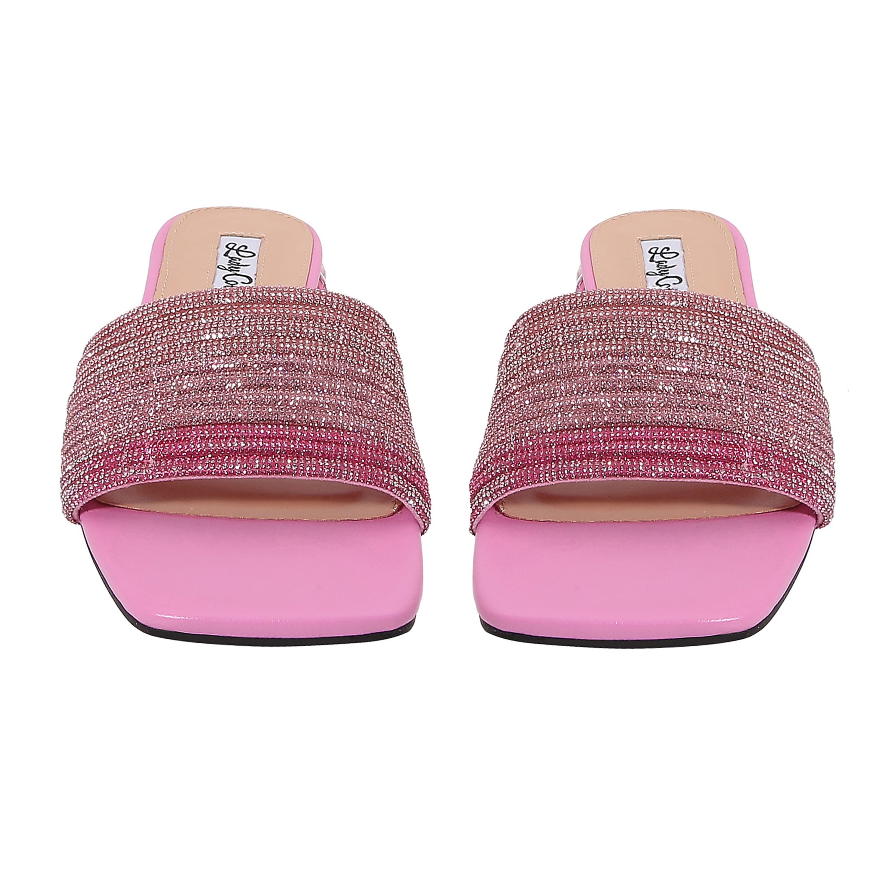 Multi Rhinestone Color Straps Slide With Multi Jewel Heel, Alternate, color, Pink Multi