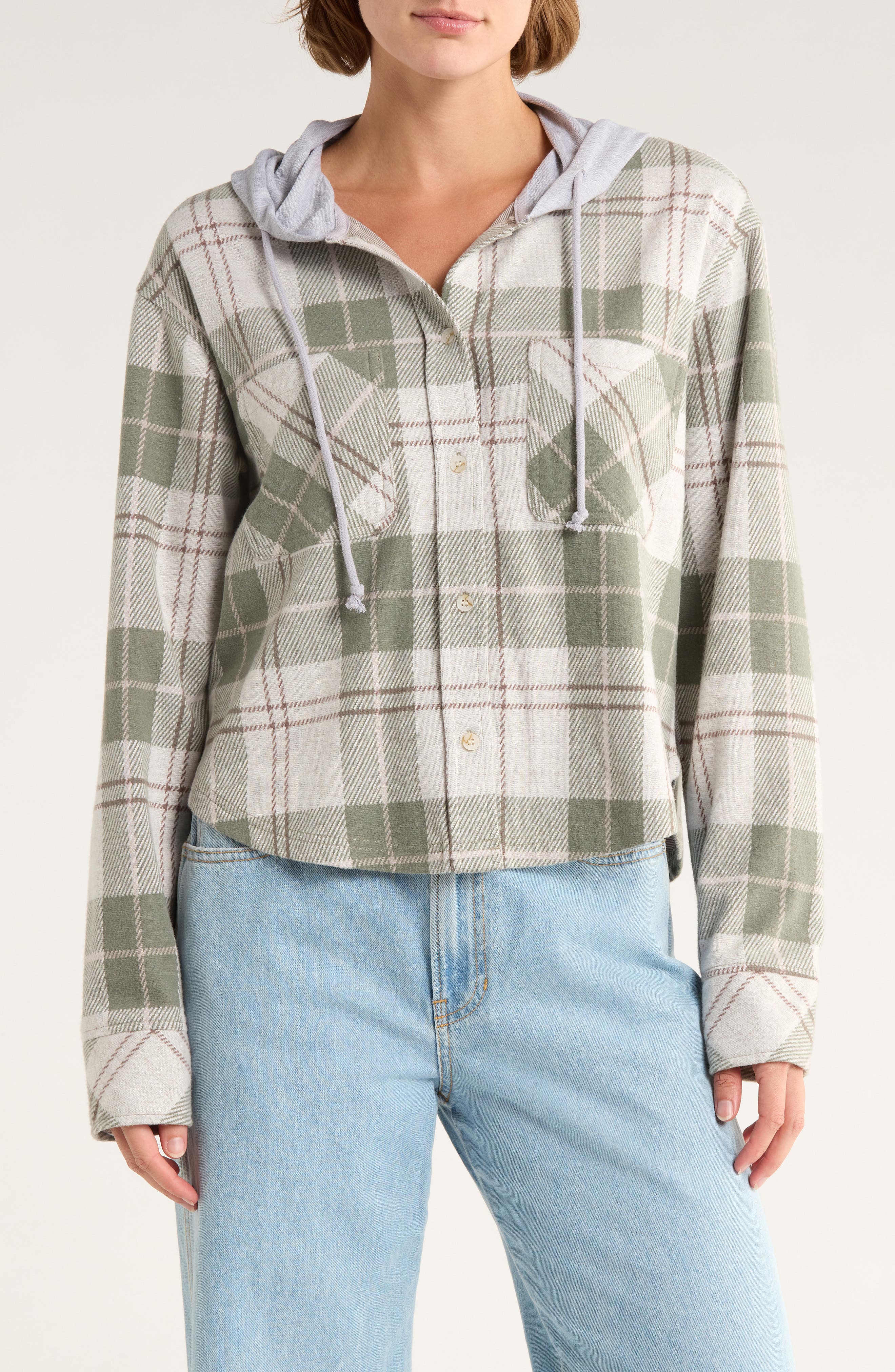 Thread & Supply Plaid Hooded Shirt Jacket