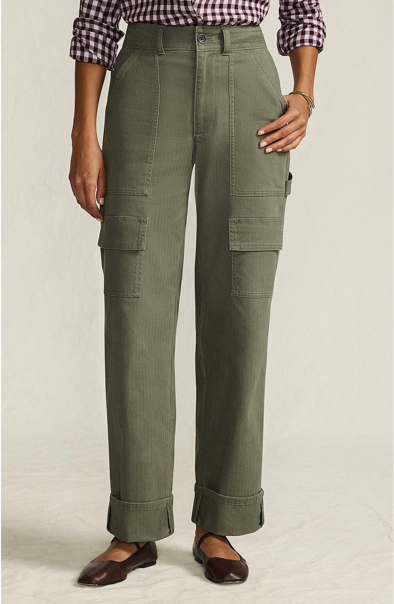 Lands' End Chino Mid Rise Straight Leg Cargo Ankle Pants, Main, color, River Stone Green