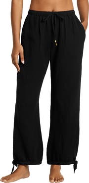 Lauren Ralph Lauren Cotton Gauze Straight Leg Cover-Up Pants
