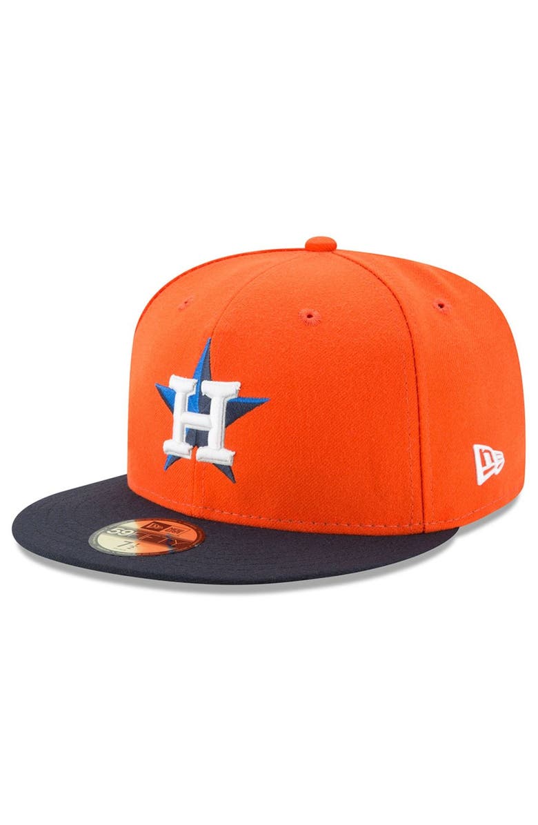 New Era Men's New Era Orange/Navy Houston Astros 2022 World Series Side Patch 59FIFTY Fitted Hat, Alternate, color,