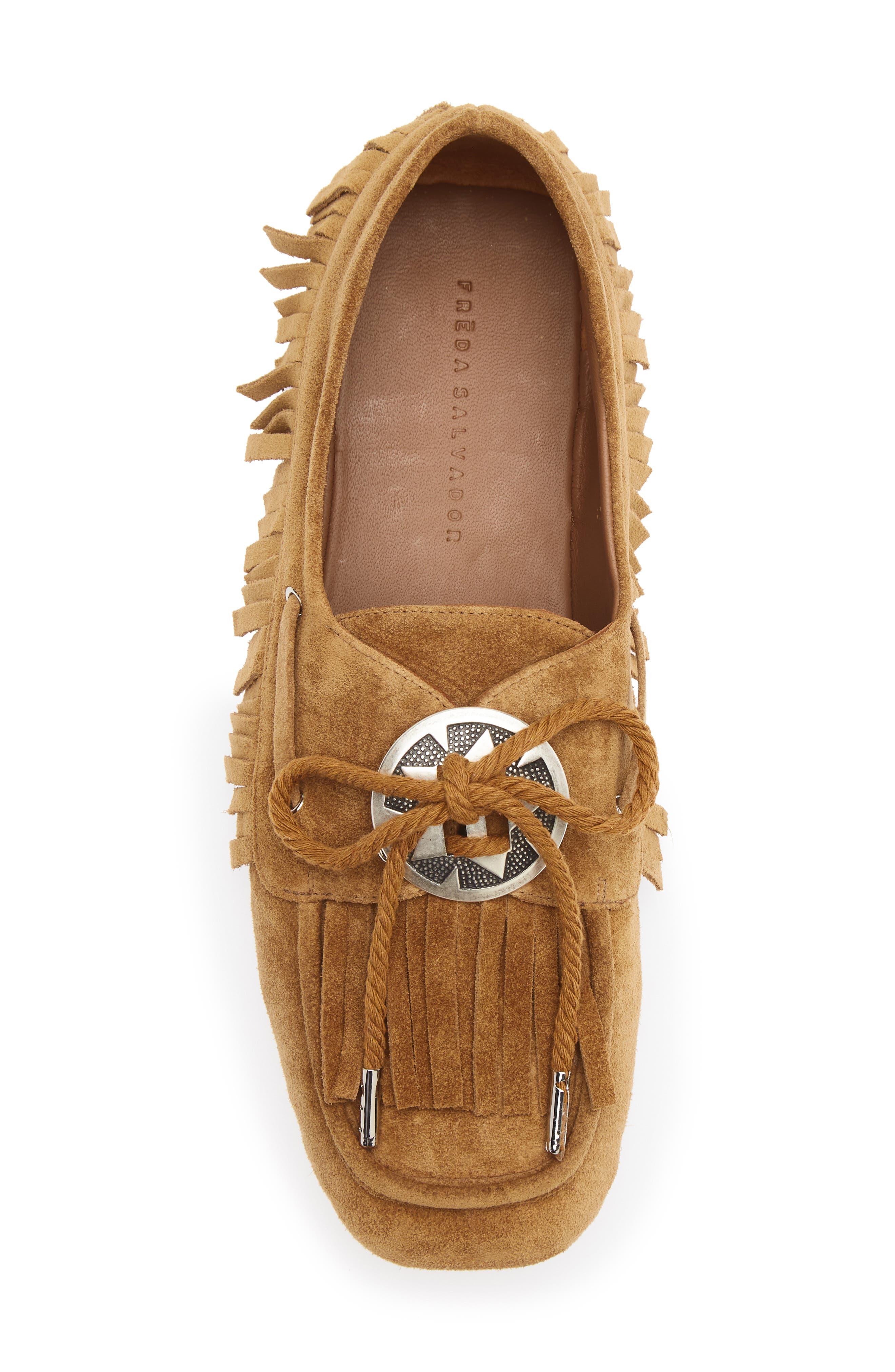 Fringe Driving Loafer, Alternate, color, CHESTNUT SUEDE