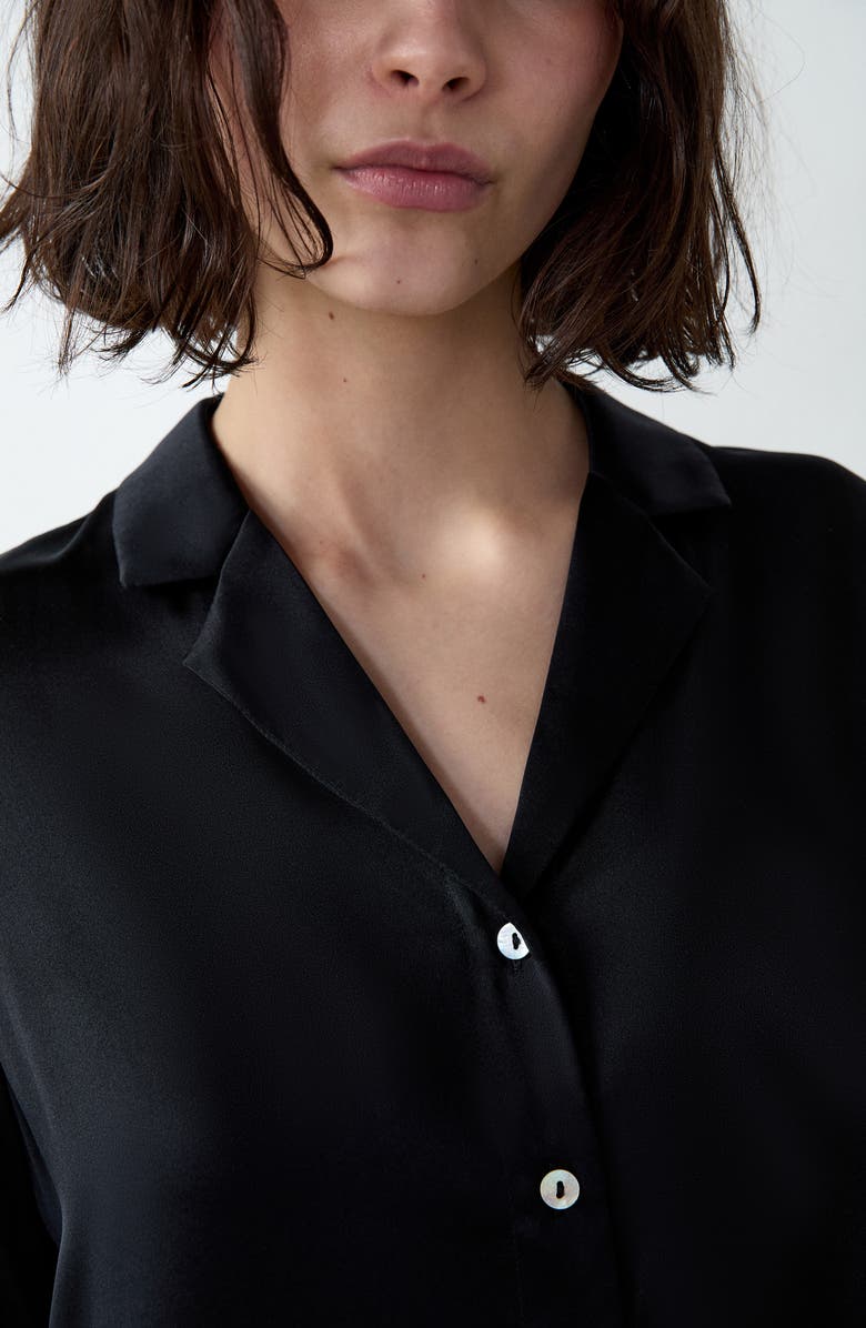 Etam Pearly Silk Pajama Top, Alternate, color, Black