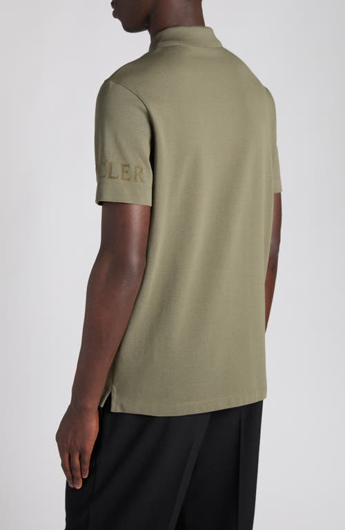 Moncler Logo-embroidered Polo Shirt In Green