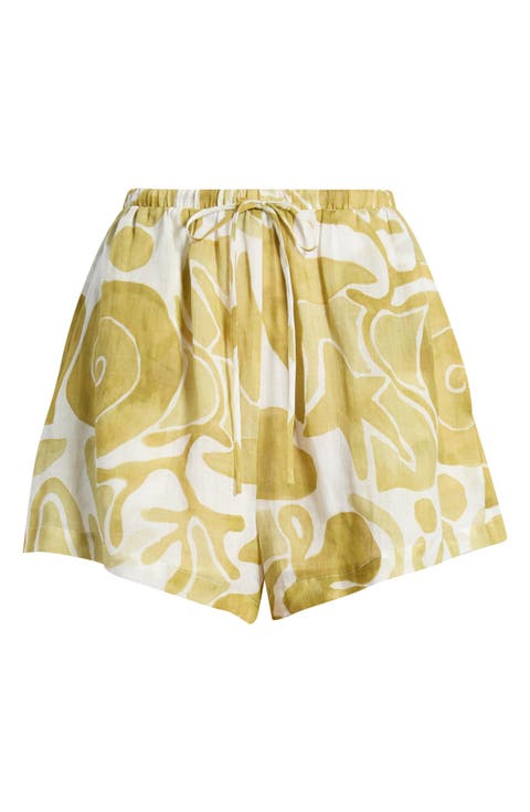 Irisa Abstract Print Linen Shorts