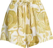 A.REN Irisa Abstract Print Linen Shorts
