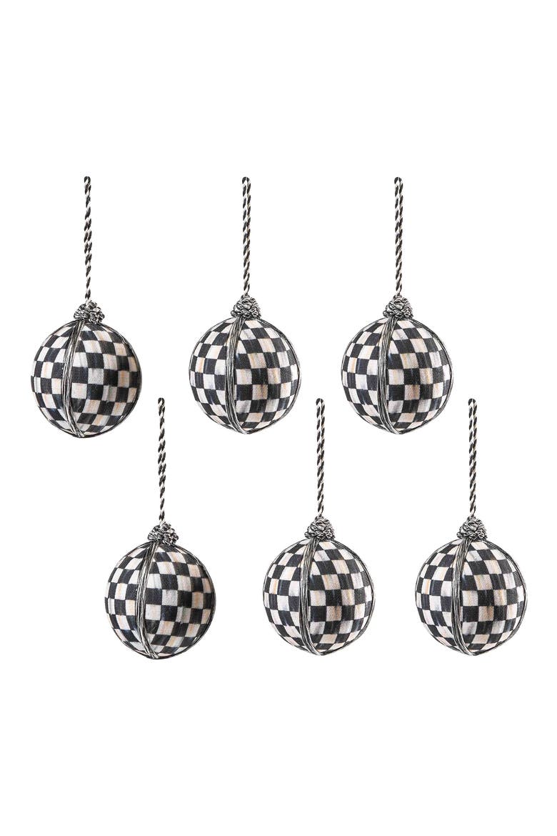 Courtly Check Medium Ball Ornaments, Main, color, BLACK