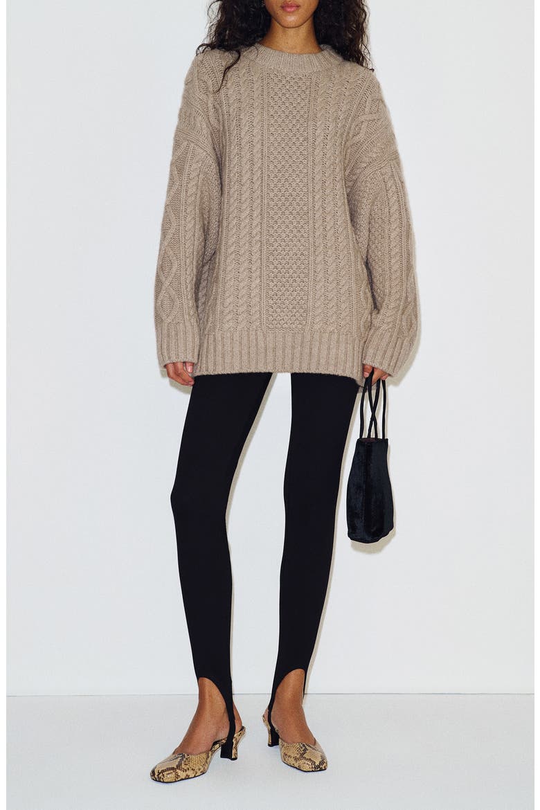x Alexa Chung Oversized Cable Knit Sweater, Alternate, color, OATMEAL